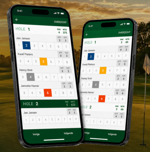 Golf4Holland app met score-invoer voor meerdere golfers
